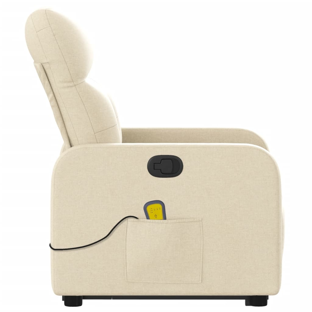 Lift Massage Recliner Chair Cream Fabric