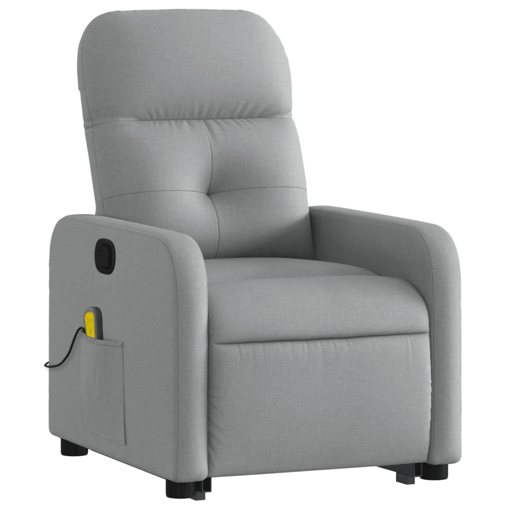 Lift Massage Recliner Chair Light Gray Fabric