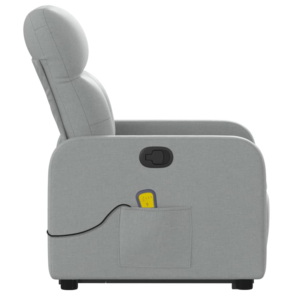 Lift Massage Recliner Chair Light Gray Fabric