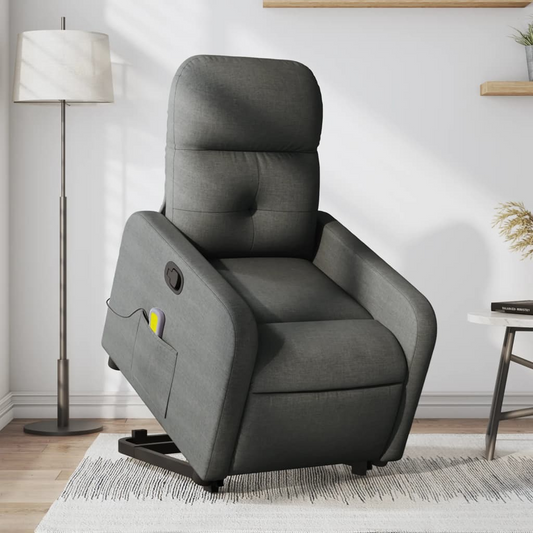 Lift Massage Recliner Chair Dark Gray Fabric