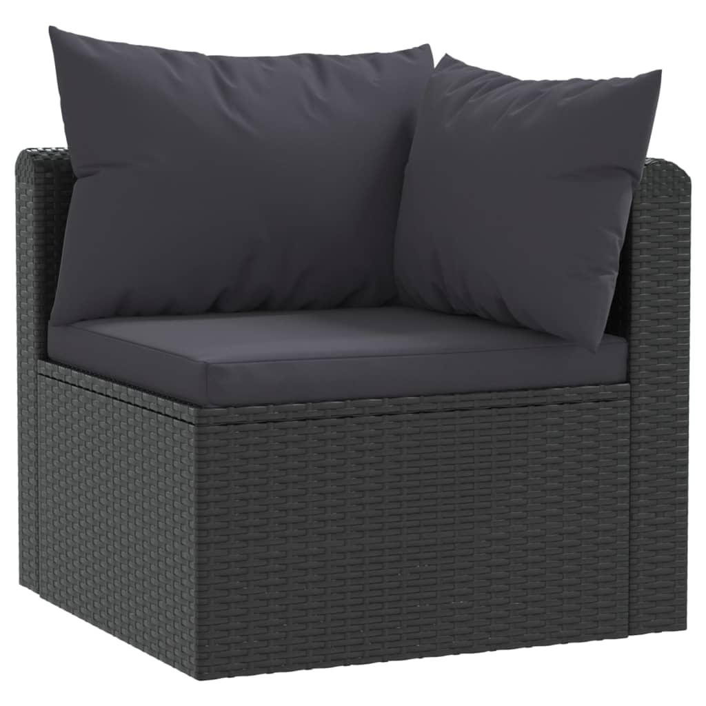 vidaXL 7 Piece Patio Lounge Set with Cushions Poly Rattan Black