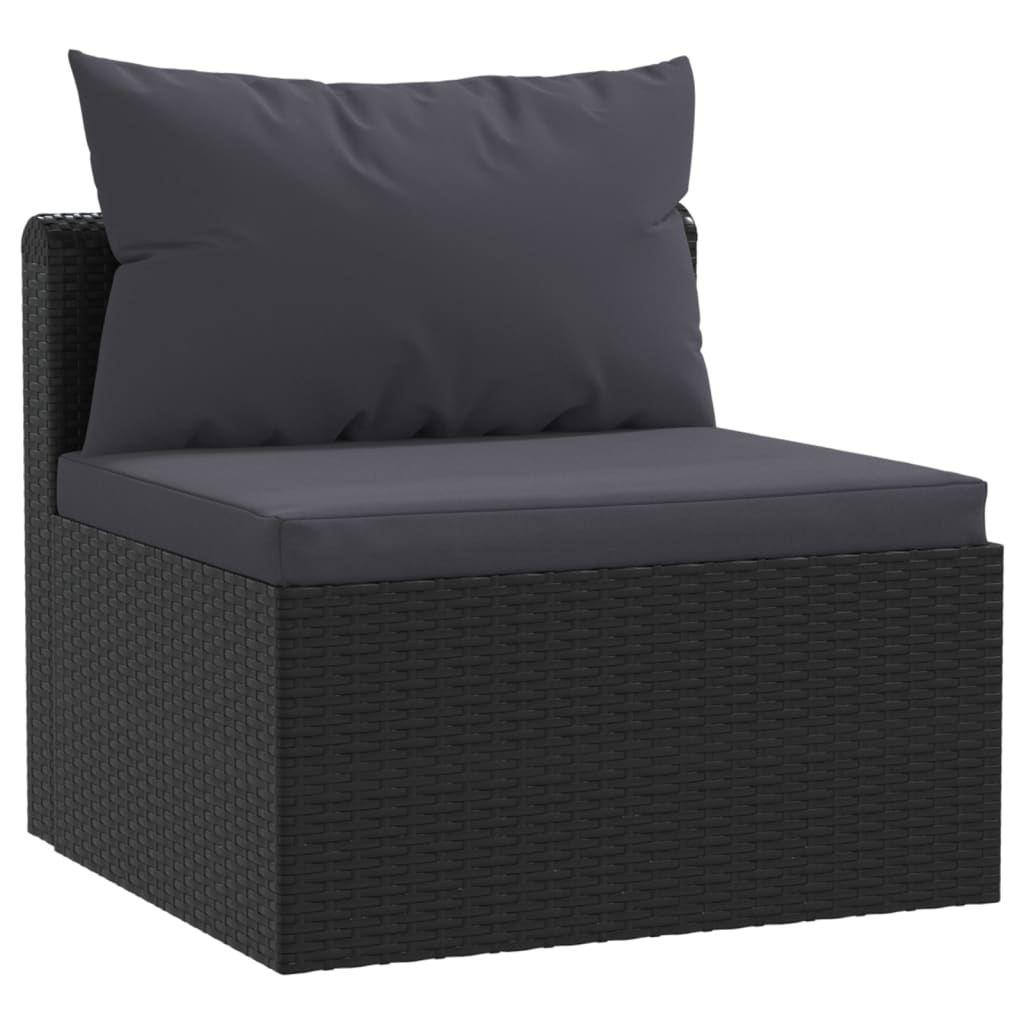 vidaXL 7 Piece Patio Lounge Set with Cushions Poly Rattan Black