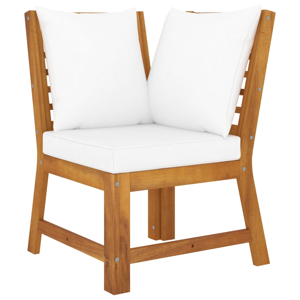 vidaXL 3 Piece Patio Lounge Set with Cream Cushion Solid Acacia Wood