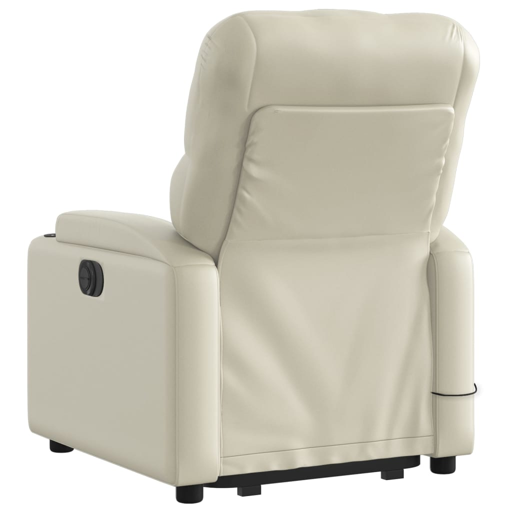 Stand up Massage Recliner Chair Cream Faux Leather