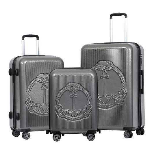 Biggdesign Ocean Hardshell Spinner Luggage Set, Gray, 3 Pcs