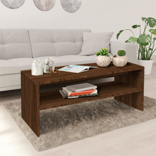 vidaXL Coffee Table Brown Oak 39.4"x15.7"x15.7" Engineered Wood