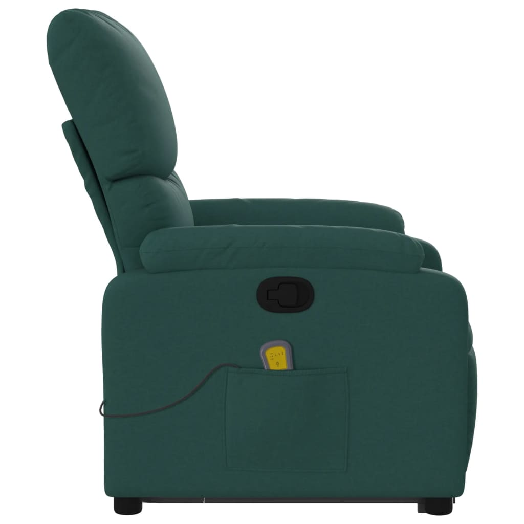 Stand up Massage Recliner Chair Dark Green Fabric