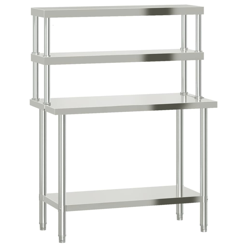 Kitchen Work Table with Overshelf 43.3"x21.7"x59.1" Stainless Steel