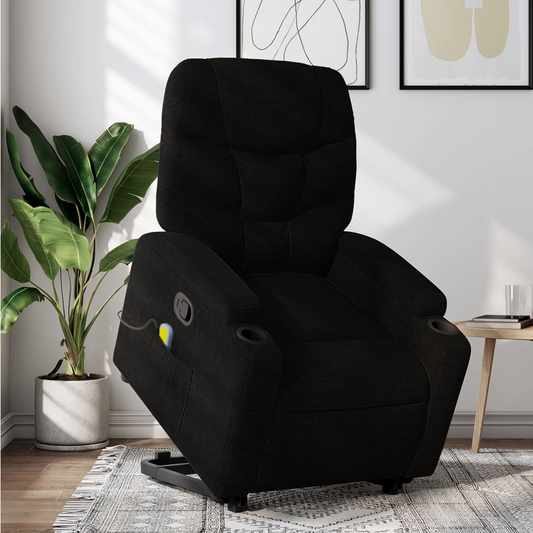 Lift Massage Recliner Chair Black Fabric