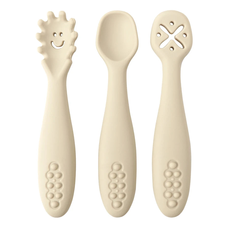 Set of 3 Silicone Learning Spoons for Children Multivariant