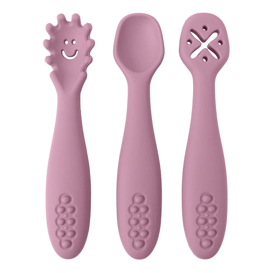 Set of 3 Silicone Learning Spoons for Children Multivariant