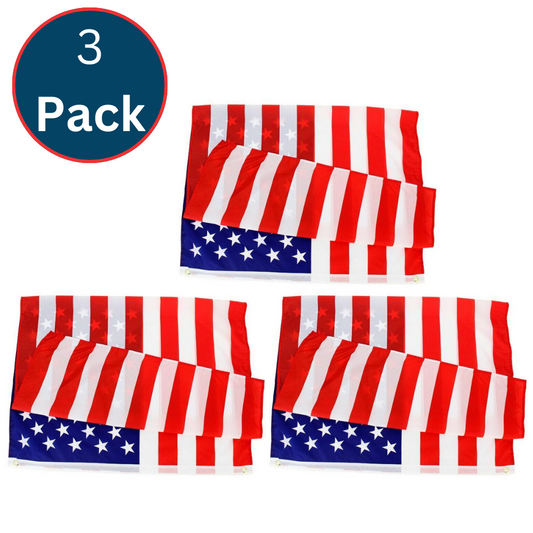 3-Pack 3x5 Feet American Flag w/ Brass Grommets Polyester