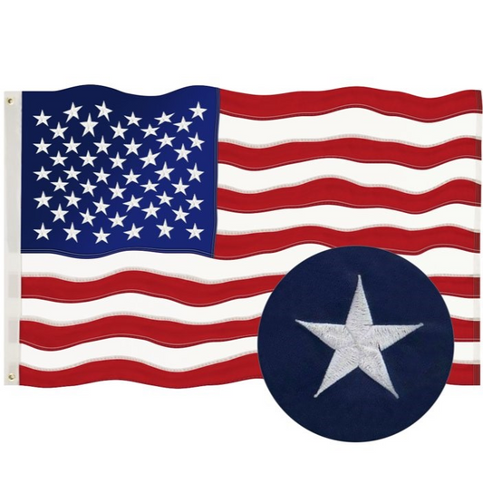 American Flag 3x5 FT Outdoor USA Heavy duty Nylon US Flags with Embroidered Stars, Sewn Stripes and Brass Grommets