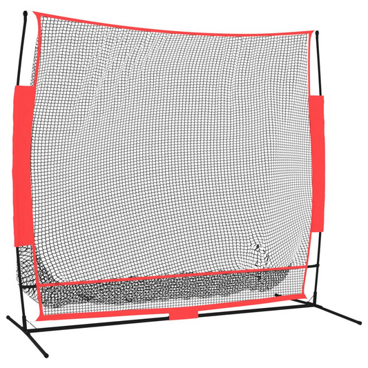 Portable Baseball Net Black and Red 84.6"x42.1"x85" Polyester