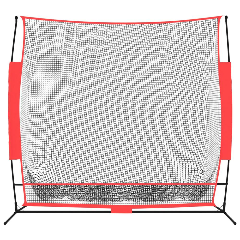 Portable Baseball Net Black and Red 84.6"x42.1"x85" Polyester