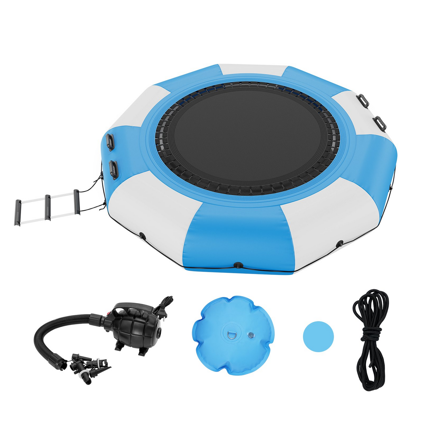 VEVOR Inflatable Water Bouncer, 10ft Recreational Water Trampoline, Portable Bounce Swim Platform with 3-Step Ladder & Electric Air Pump, Kids Adults Floating Rebounder for Pool, Lake, Water Sports