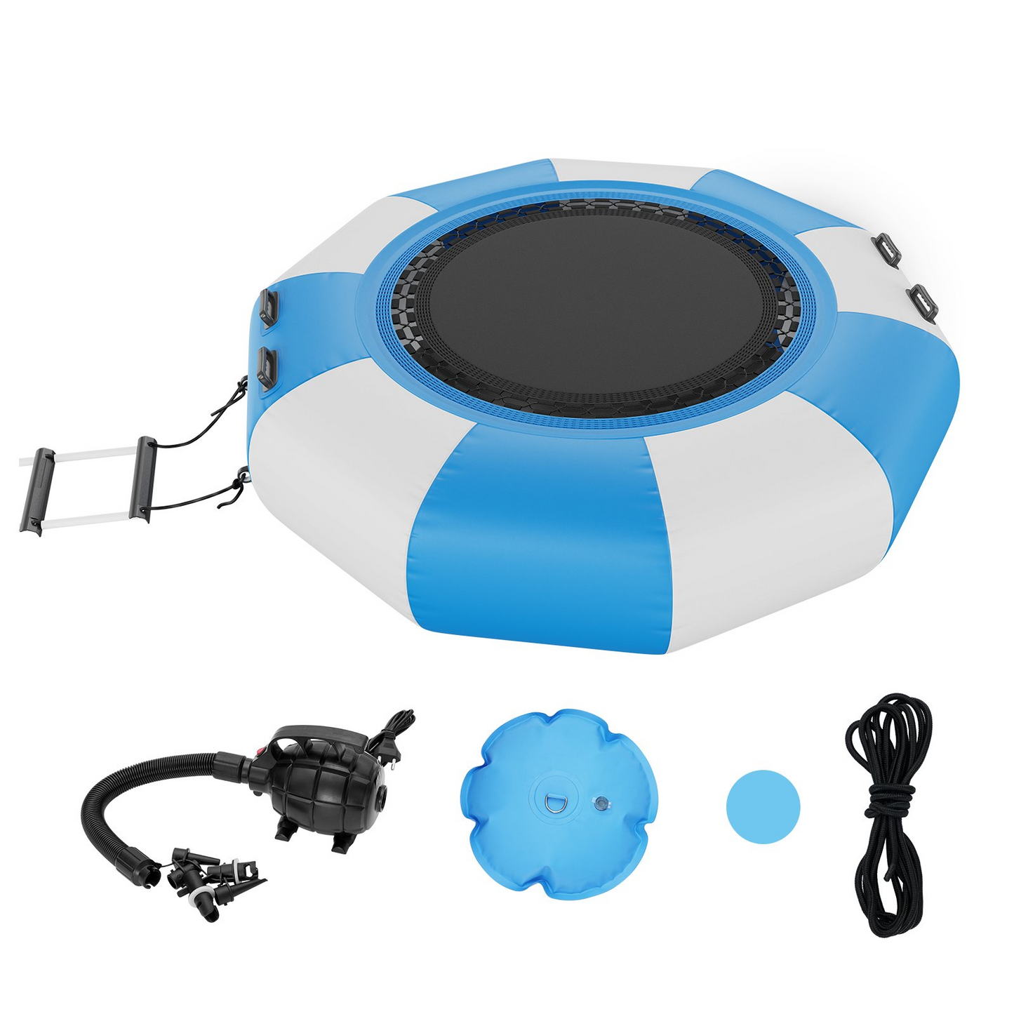 VEVOR Inflatable Water Bouncer, 6.5ft Recreational Water Trampoline, Portable Bounce Swim Platform with 3-Step Ladder & Electric Air Pump, Kids Adults Floating Rebounder for Pool, Lake, Water Sports