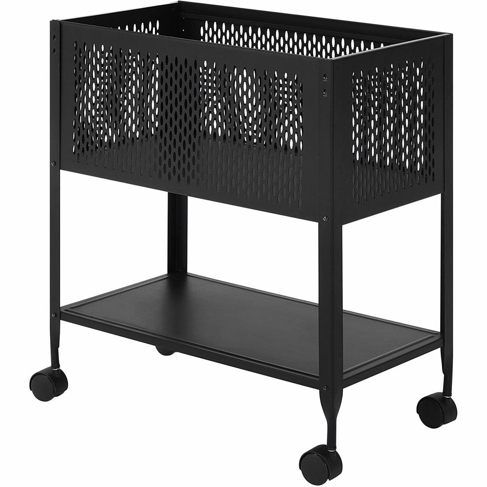 Lorell Mesh Rolling File - 4 Casters - Steel - x 13.3" Width x 24.2" Depth x 27.7" Height - Black - 1 Each