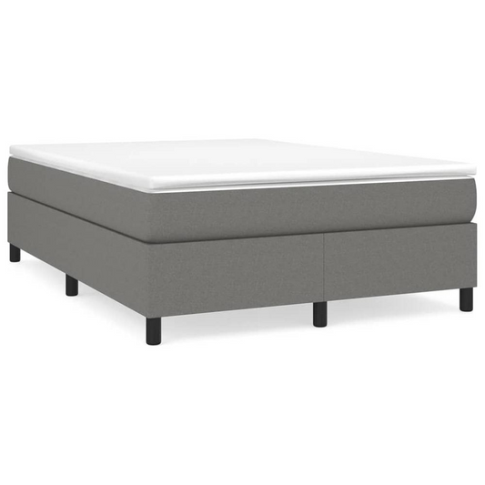 Box Spring Bed with Mattress Dark Gray 59.8"x79.9" Queen Fabric