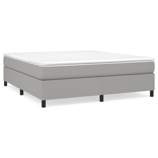 Box Spring Bed with Mattress Light Gray 72"x83.9" California King Fabric