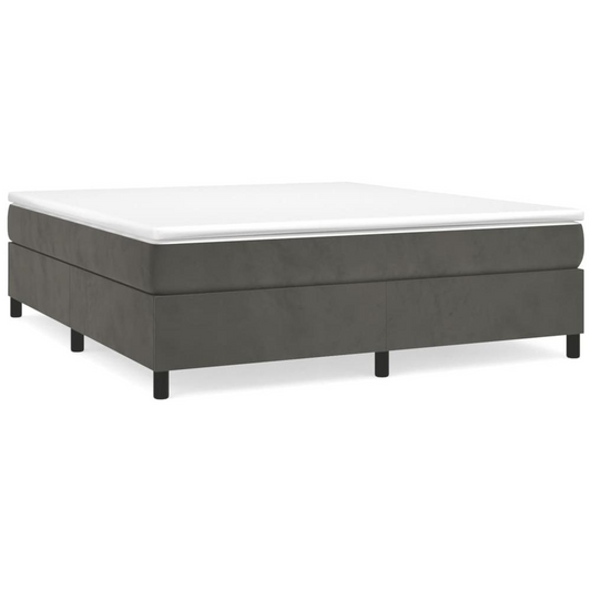 Box Spring Bed with Mattress Dark Gray 76"x79.9" King Velvet