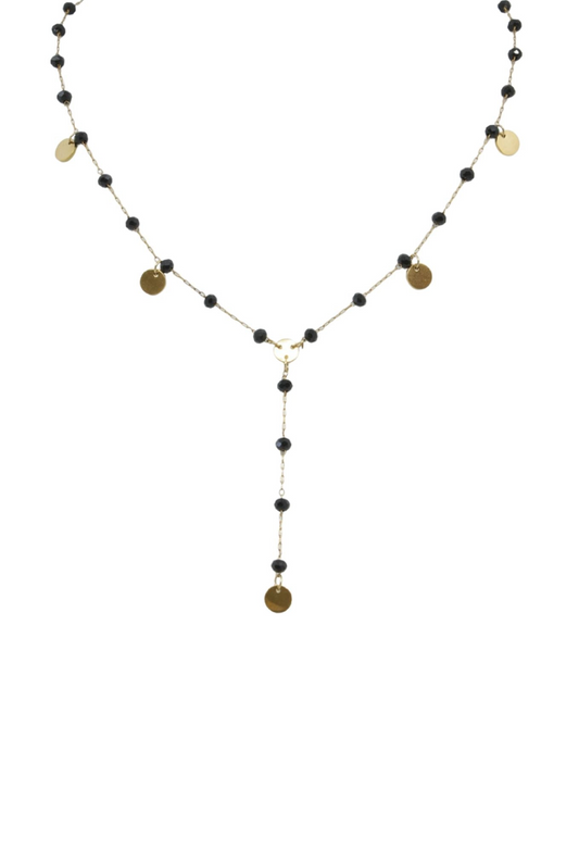 Gold and Black Crystal Necklace with Gold Accents