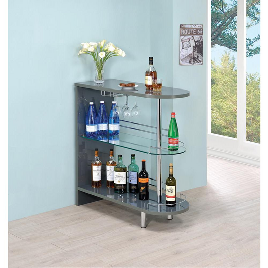 Adolfo 3-tier Bar Table Glossy Grey and Clear