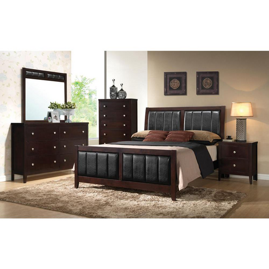 Carlton 4-piece Full Upholstered Bedroom Set Cappuccino and Black