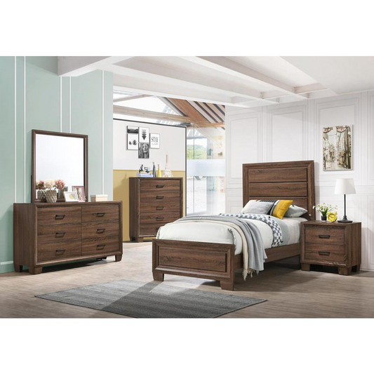 Brandon 5-piece Twin Panel Bedroom Set Medium Warm Brown