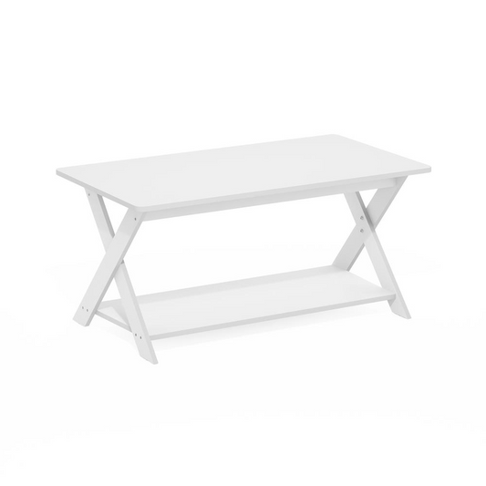 Modern Simplistic Criss-Crossed Coffee Table, White