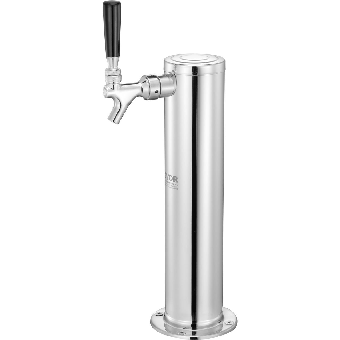 Single Faucet Draft Beer Tower Dispenser, Stainless Steel Keg Beer Tower, Kegerator Tower Kit with Pre-Assembled Tubing and Self-Closing Faucet Shank for Party, Bar, Pub, Restaurant