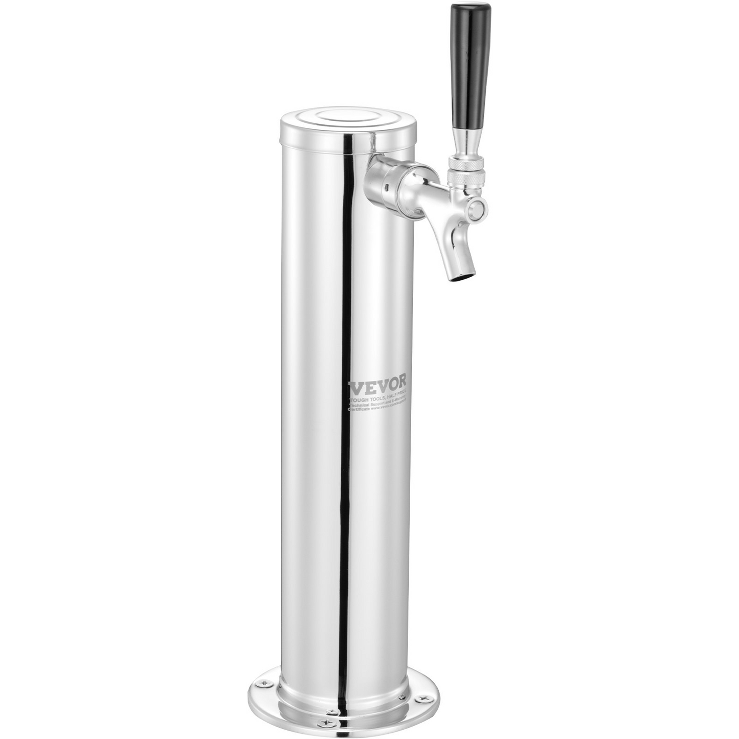 Single Faucet Draft Beer Tower Dispenser, Stainless Steel Keg Beer Tower, Kegerator Tower Kit with Pre-Assembled Tubing and Self-Closing Faucet Shank for Party, Bar, Pub, Restaurant