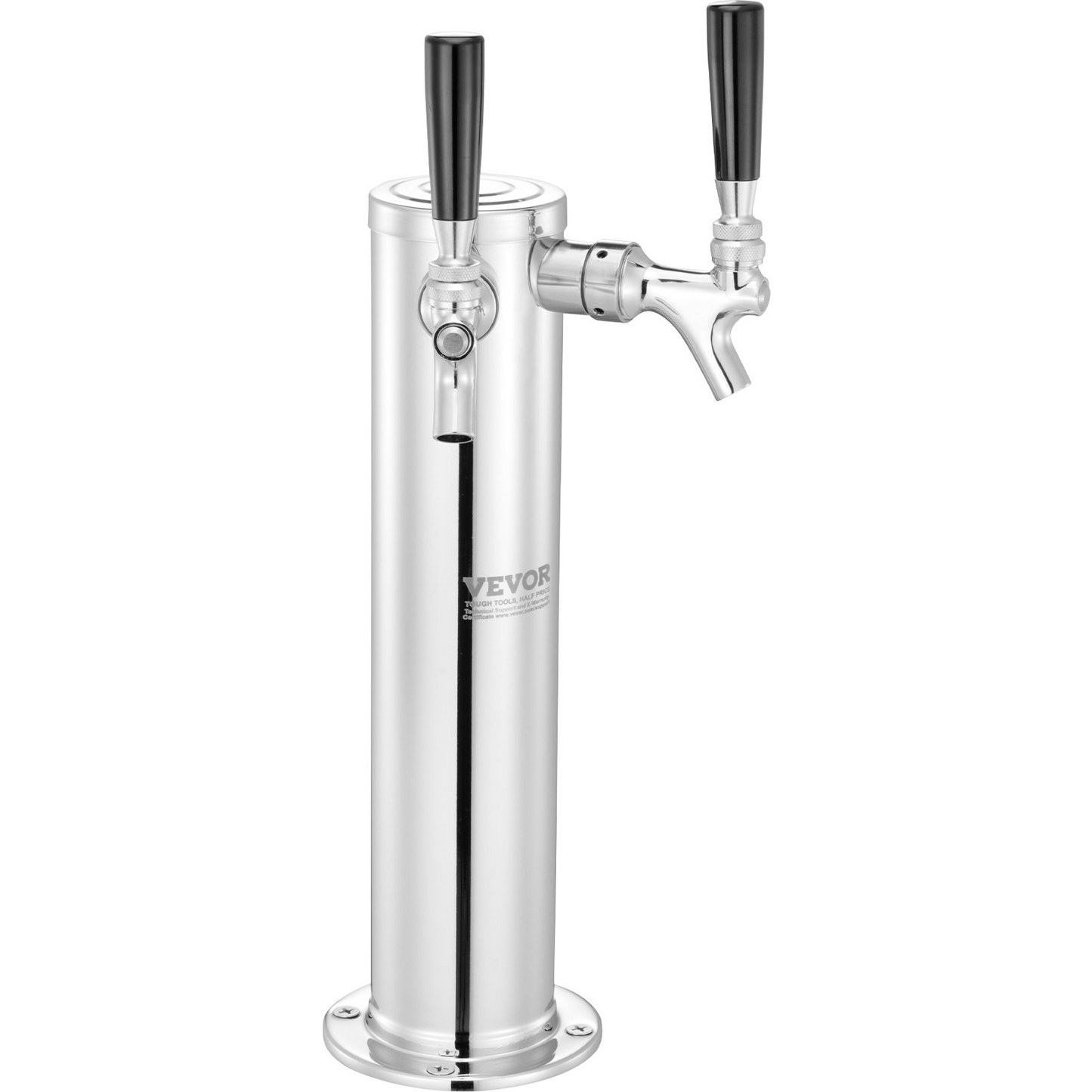 Dual Taps Draft Beer Tower Dispenser, Stainless Steel Keg Beer Tower, Kegerator Tower Kit with Pre-Assembled Tubing and Self-Closing Faucet Shanks for Party, Bar, Pub, Restaurant