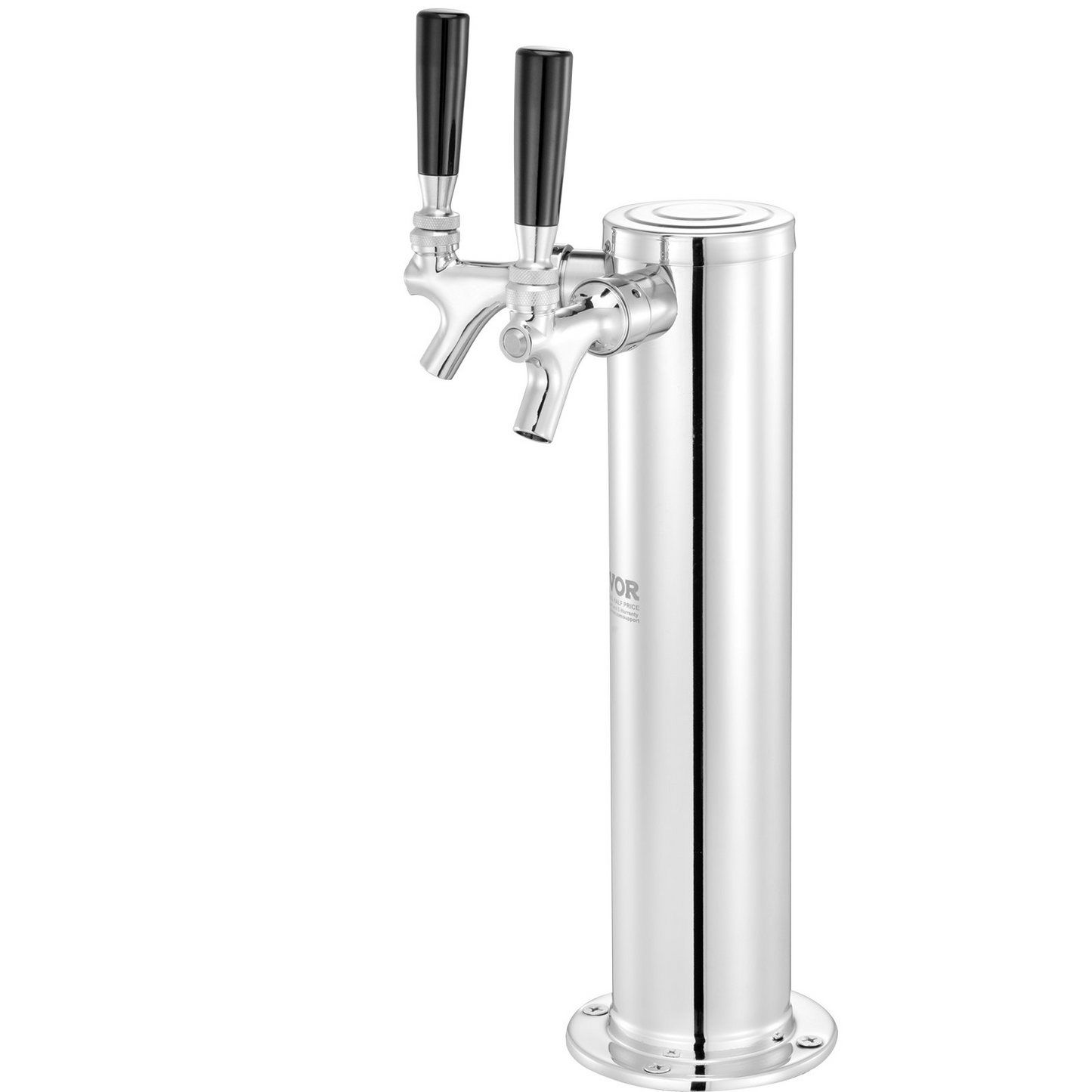 Dual Taps Draft Beer Tower Dispenser, Stainless Steel Keg Beer Tower, Kegerator Tower Kit with Pre-Assembled Tubing and Self-Closing Faucet Shanks for Party, Bar, Pub, Restaurant