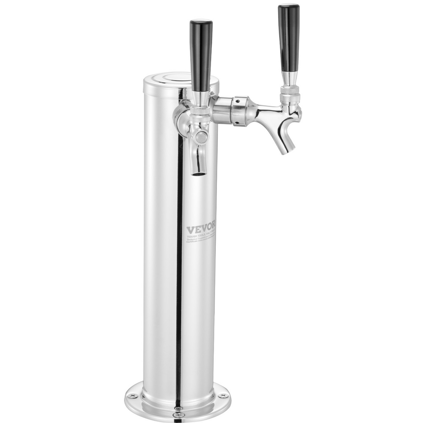 Dual Taps Draft Beer Tower Dispenser, Stainless Steel Keg Beer Tower, Kegerator Tower Kit with Pre-Assembled Tubing and Self-Closing Faucet Shanks for Party, Bar, Pub, Restaurant