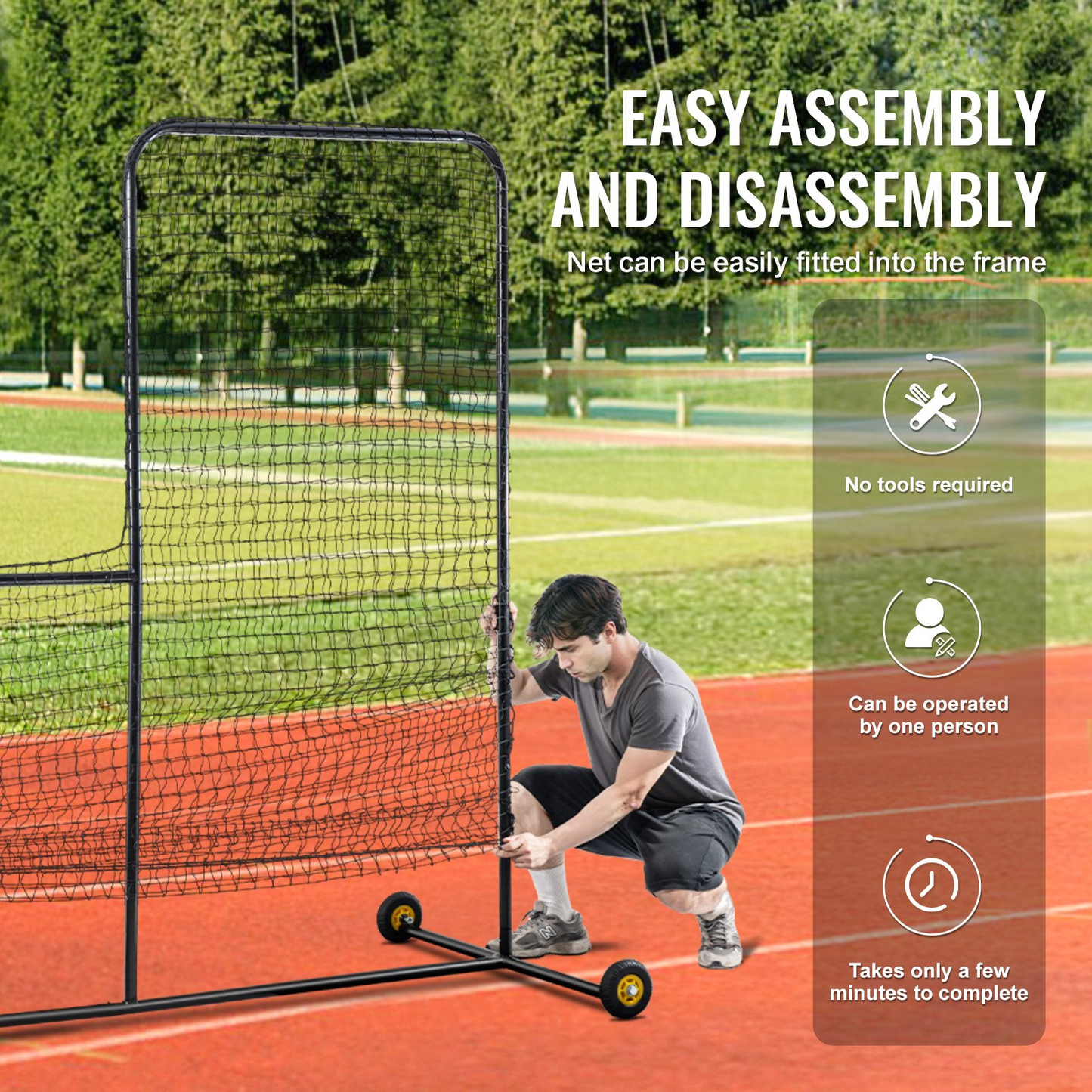 L Screen Baseball for Batting Cage, 7x7 ft Softball Safety Screen, Body Protector Portable Batting Screen with Carry Bag, Wheels, Ground Stakes, Heavy Duty Pitching Net for Pitchers Protection