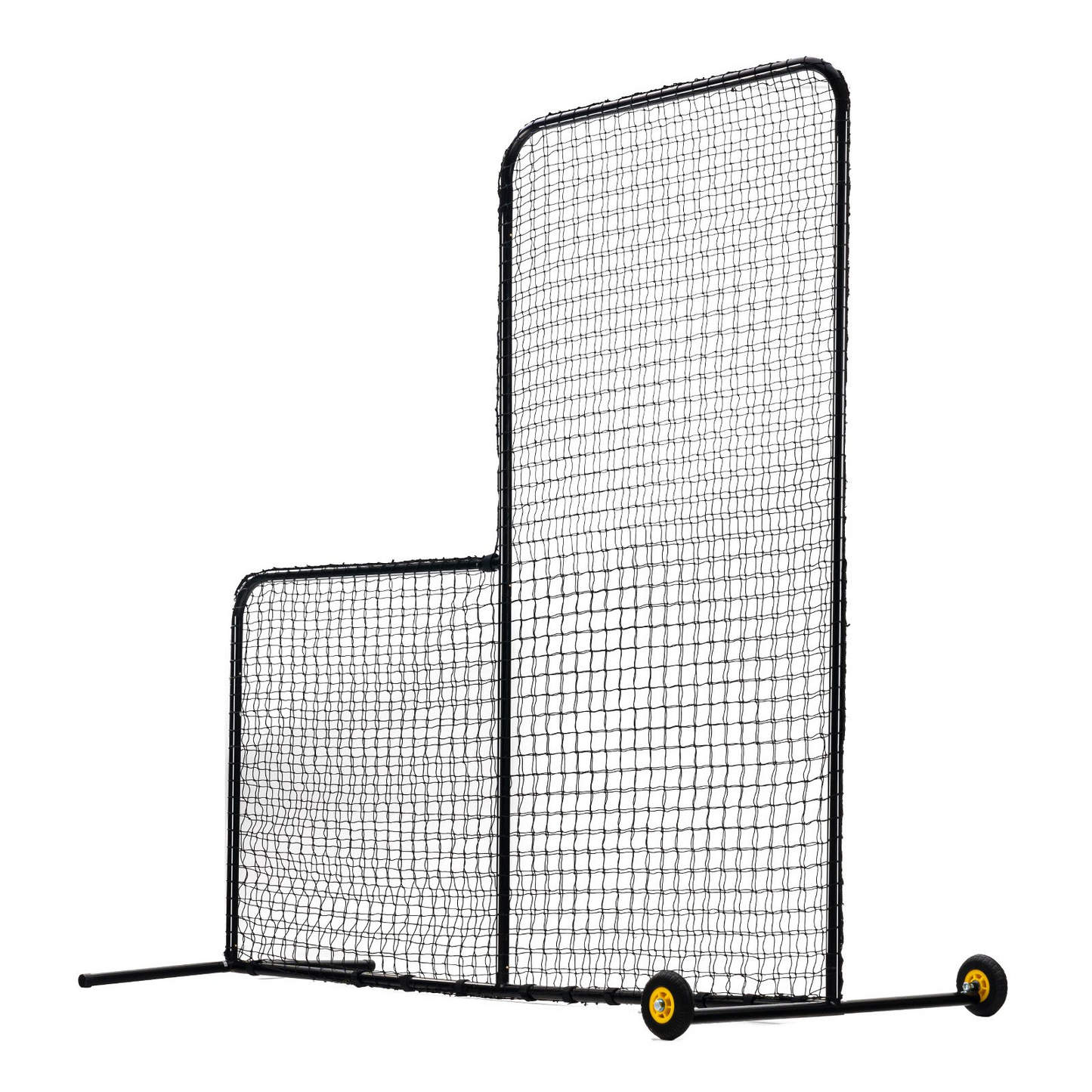 L Screen Baseball for Batting Cage, 7x7 ft Softball Safety Screen, Body Protector Portable Batting Screen with Carry Bag, Wheels, Ground Stakes, Heavy Duty Pitching Net for Pitchers Protection