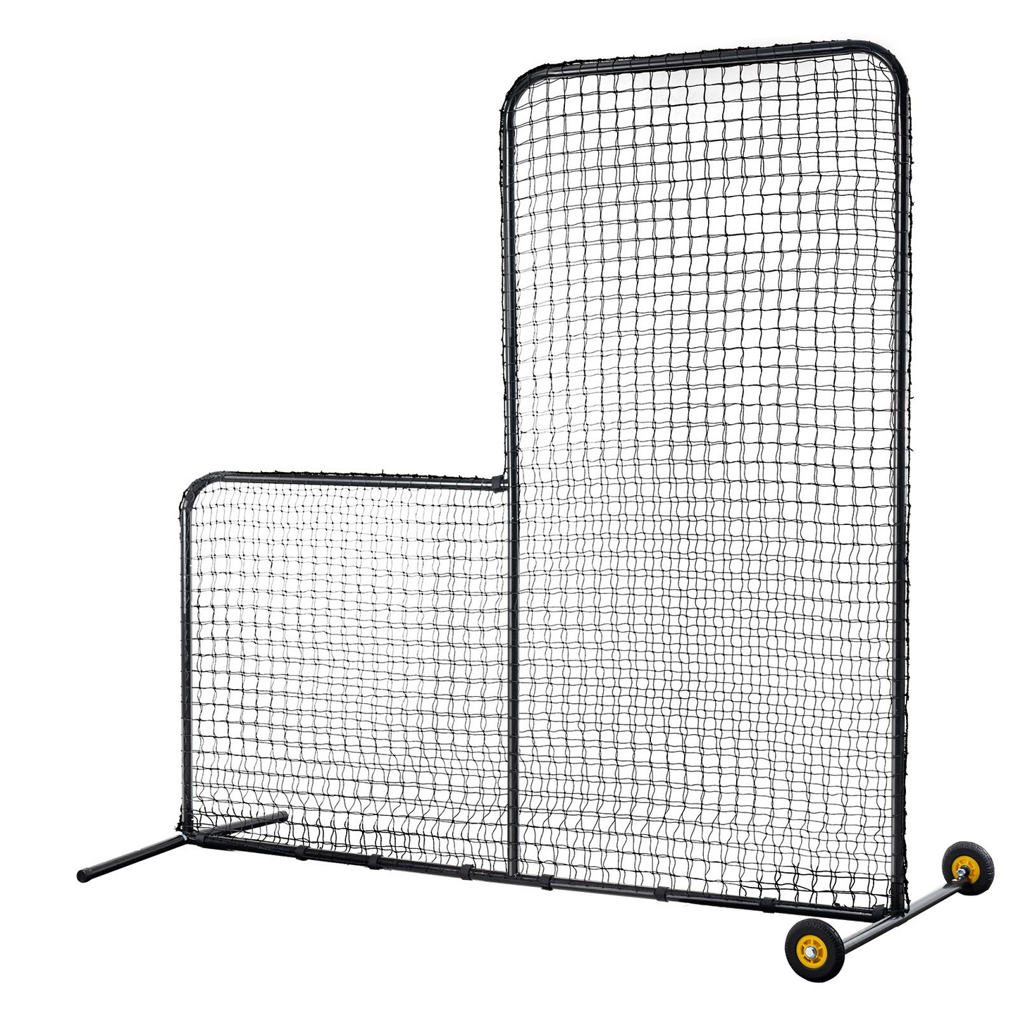 L Screen Baseball for Batting Cage, 7x7 ft Softball Safety Screen, Body Protector Portable Batting Screen with Carry Bag, Wheels, Ground Stakes, Heavy Duty Pitching Net for Pitchers Protection