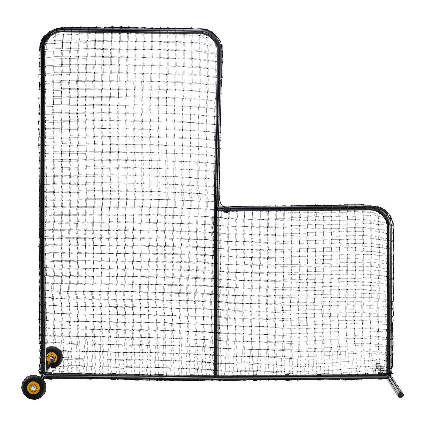 L Screen Baseball for Batting Cage, 7x7 ft Softball Safety Screen, Body Protector Portable Batting Screen with Carry Bag, Wheels, Ground Stakes, Heavy Duty Pitching Net for Pitchers Protection