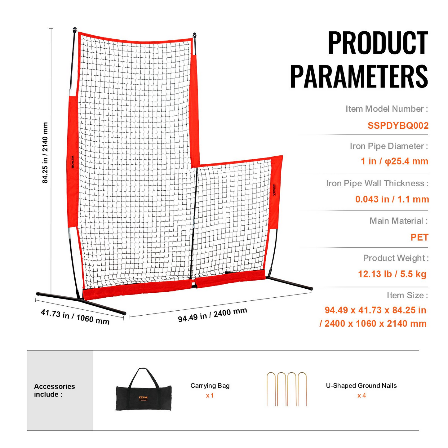 L Screen Baseball for Batting Cage, 7x7 ft Baseball & Softball Safety Screen, Body Protector Portable Batting Screen with Carry Bag & Ground Stakes, Baseball Pitching Net for Pitchers Protection