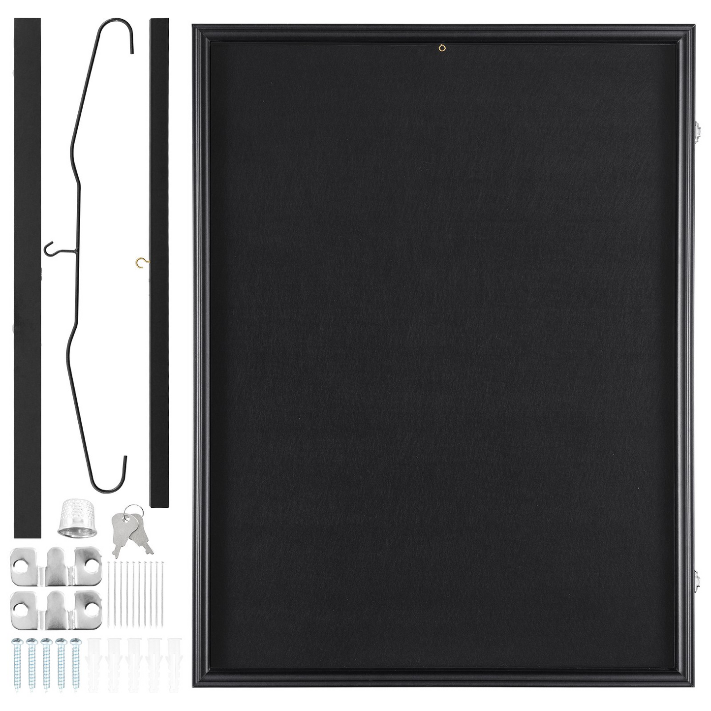 VEVOR Jersey Display Frame Case, 24 x 32 x 1.5 in, Large Lockable Sport Jersey Shadow Box with 98% UV Protection PC Glass and Hangers, for Baseball Basketball Football Hockey Shirt and Uniform, Black