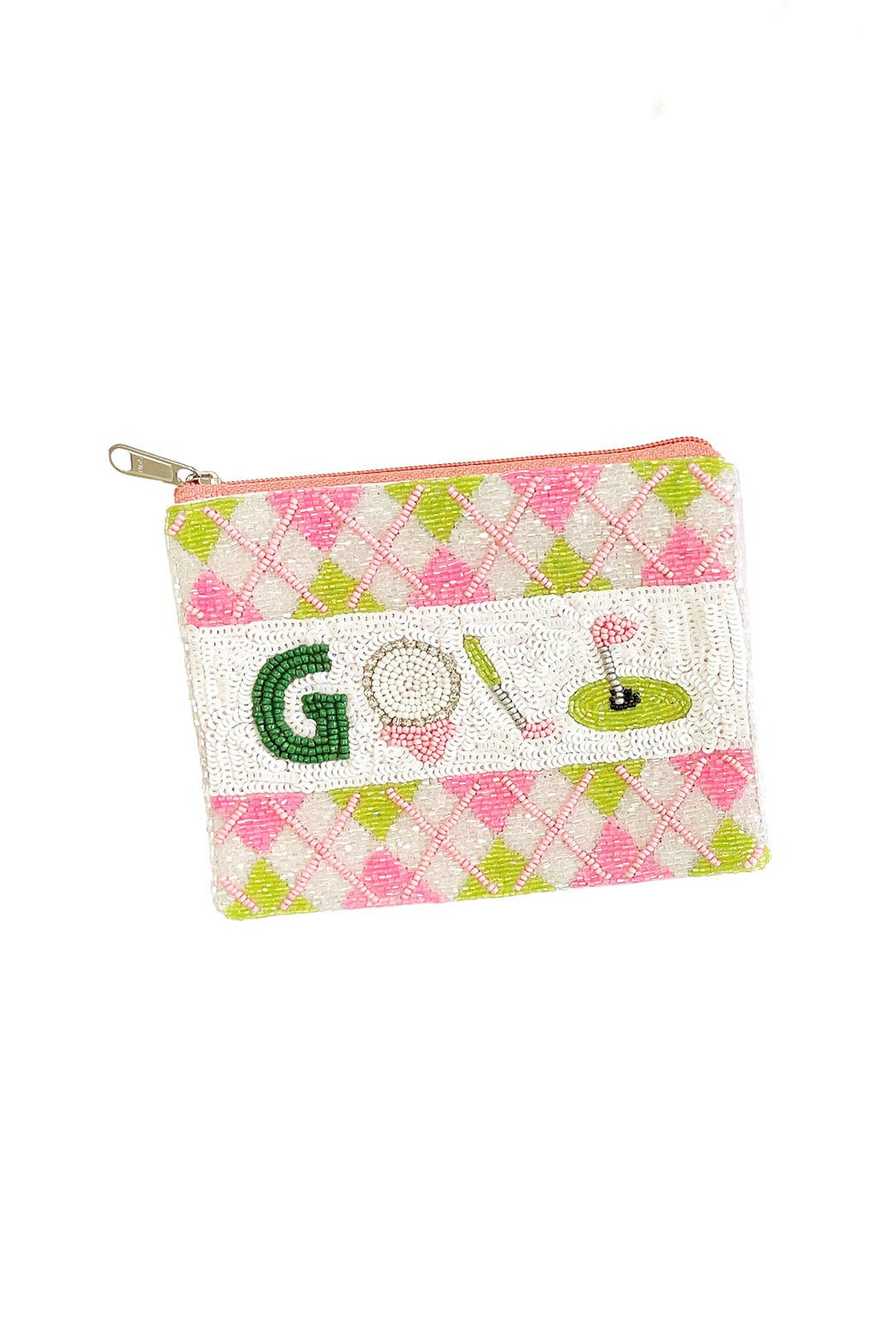 Argyle Golf Beaded Pouch