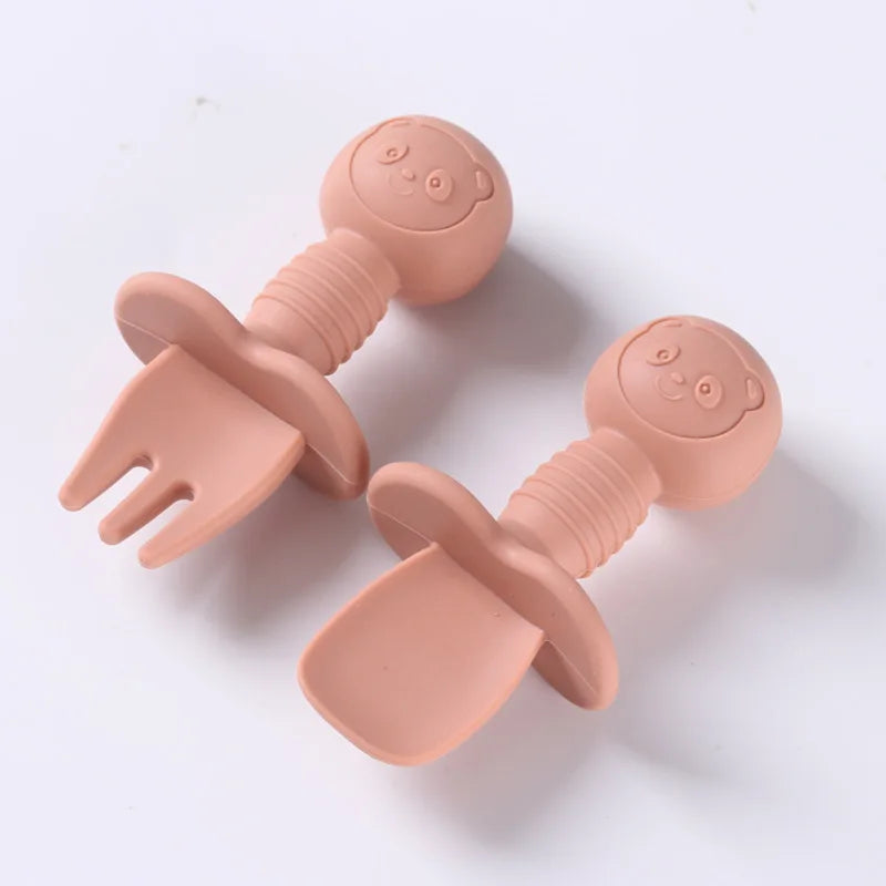 2pcs Food Grade Silicone Cutlery for Children Multivariant