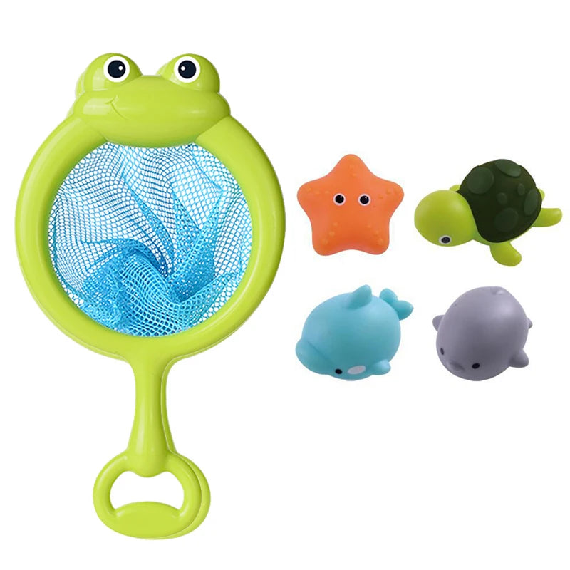 Bath Set toy with light fishing net and animals