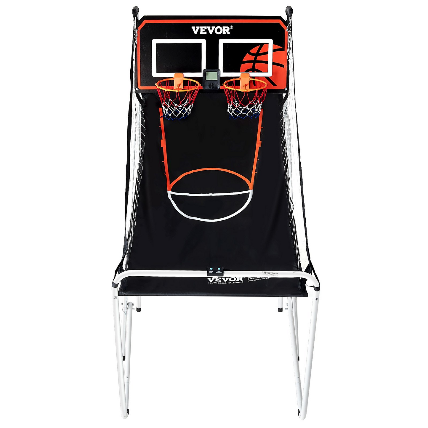 VEVOR Foldable Basketball Arcade Game, 2 Player Indoor Basketball Game, Home Dual Shot Sport with 4 Balls, 8 Game Modes, LCD Electronic Scoreboard, and Inflation Pump, for Kids, Adults (Black & White)