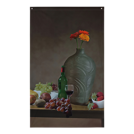 Wine Glass Still Life Painting 2 Flag Tapestry