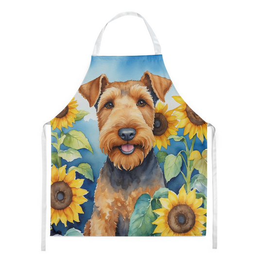 Airedale Terrier in Sunflowers Apron