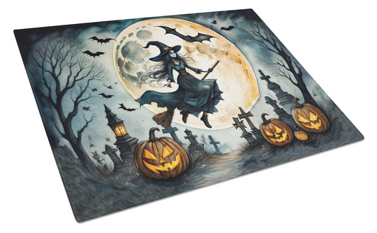 Flying Witch Spooky Halloween Glass Cutting Board