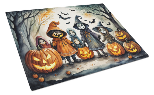 Trick or Treaters Spooky Halloween Glass Cutting Board