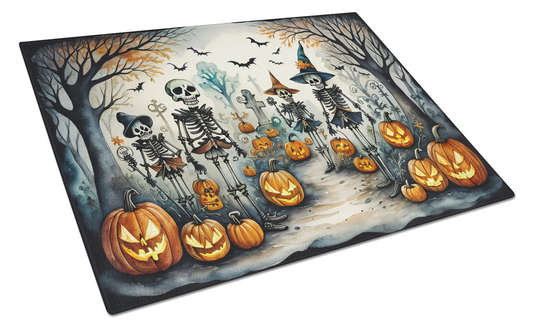 Calacas Skeletons Spooky Halloween Glass Cutting Board